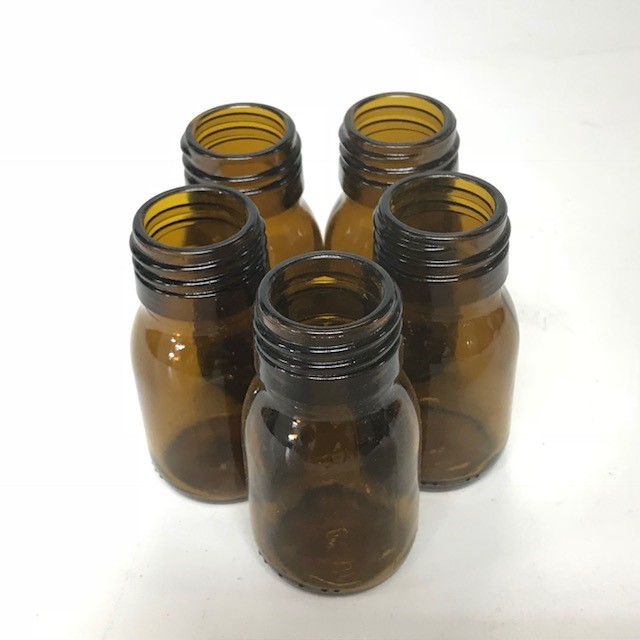 BOTTLE, Medical Ex Small Brown Glass 7cmH - No Label